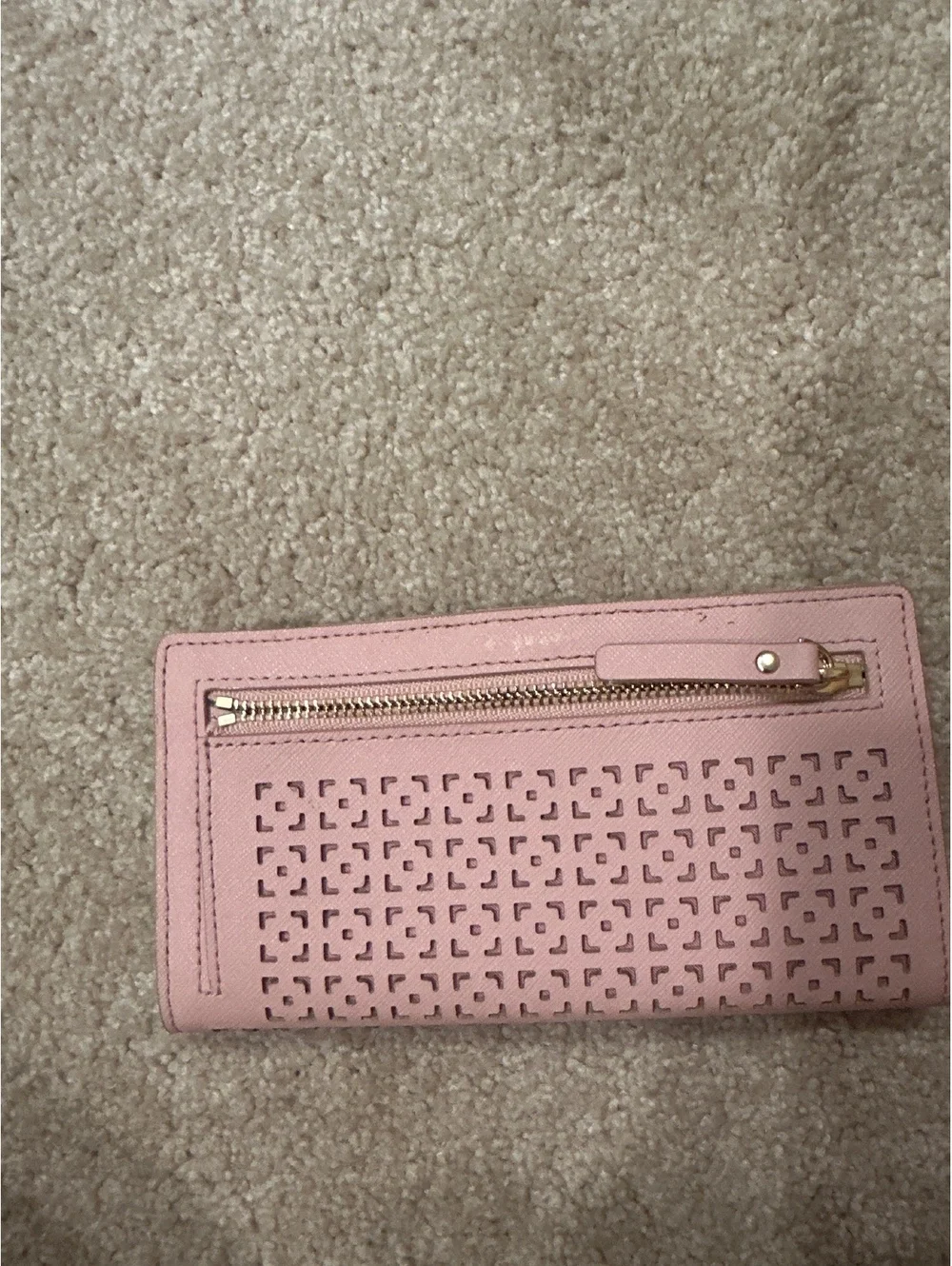 Kate Spade New York Pink Leather Wallet with Laser Cut Detail